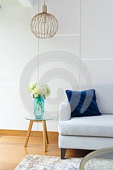 Hydrangea flower arrangement in a nice living room