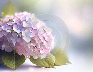 Hydrangea flowers bouquet detail with copy space