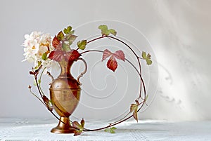 Hydrangea and stone bramble arrangement