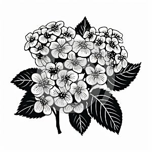 Hydrangea Woodcut Print: Bold Black And White Floral Artwork