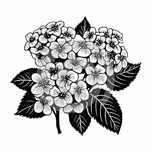 Hydrangea Woodcut Print: Bold Black And White Floral Artwork photo