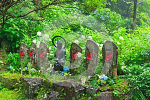 Hydrangeas and Jizo bosatsu