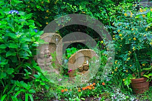 Hydrangeas and Jizo bosatsu