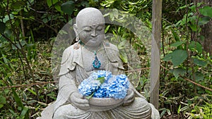 Hydrangeas and Jizo bosatsu