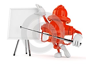 Hydrant character with blank whiteboard