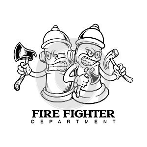 Hydrant firefighter department logo black and white