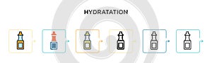 Hydratation vector icon in 6 different modern styles. Black, two colored hydratation icons designed in filled, outline, line and photo