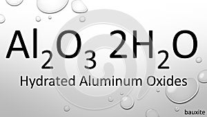 Hydrated aluminium oxides formula on waterdrop background