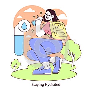 Hydration focus concept. Flat vector illustration.