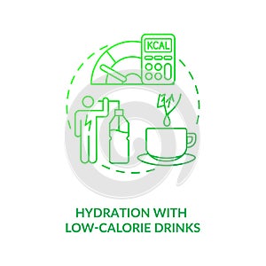 Hydration with low calorie drinks dark green concept icon