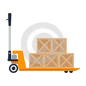 Hydraulic cart with boxes vector illustration isolated on white background