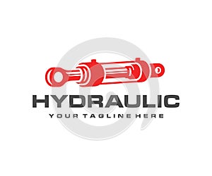 Hydraulic cylinder logo design. Hydraulic damper vector design photo