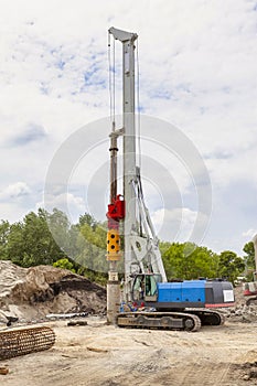 Hydraulic drilling machine on working site