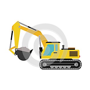 Hydraulic excavator icon. Under construction concept.