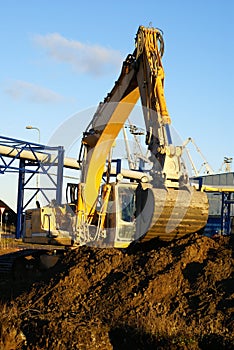 Hydraulic excavator at work.