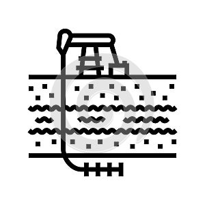 hydraulic fracturing oil industry line icon vector illustration