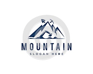 Hydraulic mining excavator vector logo icon design.