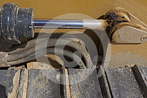 Hydraulic ram on a bulldozer