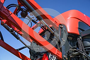 Hydraulic system, steel tubes, industrial tools equipment on agricultural machinery tractor or harvester