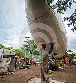 Hydraulically Operated Retractable Landing Gear Undercarriages of Aircraft on Airplane Graveyard or Boneyard.