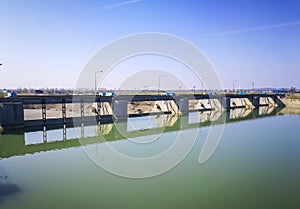 Hydro electric gates on river