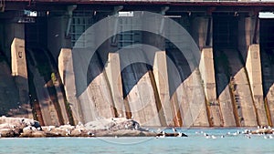 Hydro electric power plant on sunny day close view