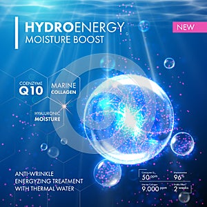 Hydro Energy Coenzyme Q10 moisture molecula bubble drop photo