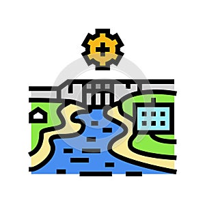 hydro infrastructure hydroelectric power color icon vector illustration