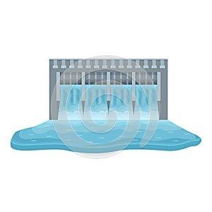 Hydro plant icon cartoon vector. City generation info