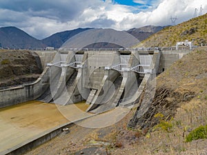 Hydro power generation concrete dam spillway gate photo