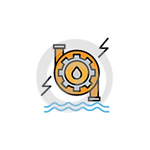 hydro power line colored icon. Elements of energy illustration icons. Signs, symbols can be used for web, logo, mobile