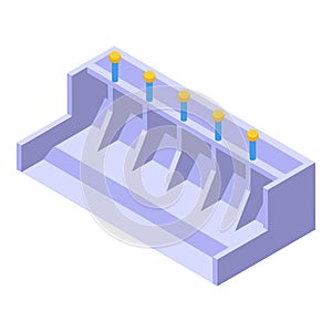 Hydro power station icon, isometric style