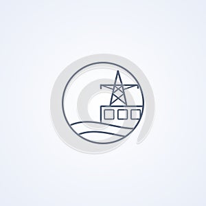 Hydro power station, vector best gray line icon