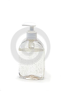 Hydroalcoholic gel bottle with hands for deep medical cleaning