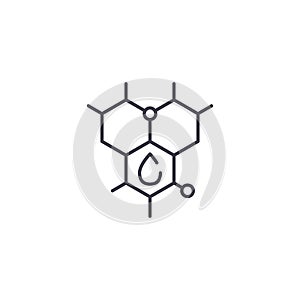 Hydrocarbon`s molecula linear icon concept. Hydrocarbon`s molecula line vector sign, symbol, illustration.