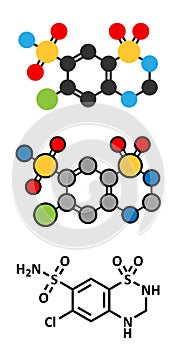 Hydrochlorothiazide diuretic drug molecule