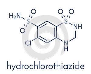 Hydrochlorothiazide diuretic drug molecule. Skeletal formula.