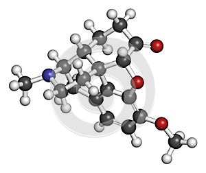 Hydrocodone narcotic analgesic drug molecule. Also used as cough medicine