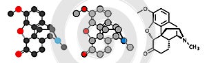 Hydrocodone narcotic analgesic drug molecule. Also used as cough medicine