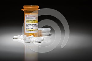 Hydrocodone Pills and Prescription Bottle with Non Proprietary Label