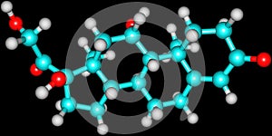 Hydrocortisone molecular structure on black