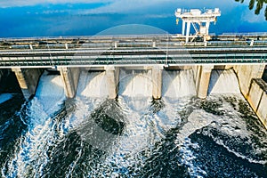 Hydroelectric Dam or Hydro Power Station, aerial view