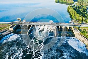 Hydroelectric Dam or Hydro Power Station, aerial view