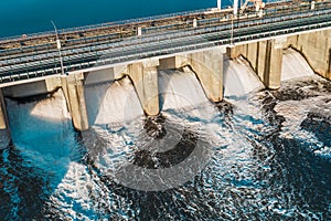 Hydroelectric Dam or Hydro Power Station, aerial view