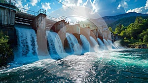 Hydroelectric Dam Powering Sustainability. Generative ai