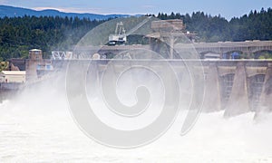 Hydroelectric dam on a river photo