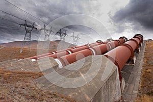 Hydroelectric plant in renewable energy concept photo