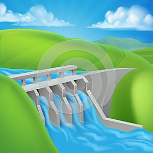 Hydroelectric Power Dam Generating Electricity