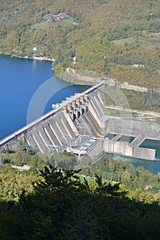 Hydroelectric power dam Perucac, river Drina in Serbia