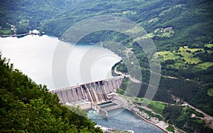 Hydroelectric power plant `Bajina basta` on the Drina river photo